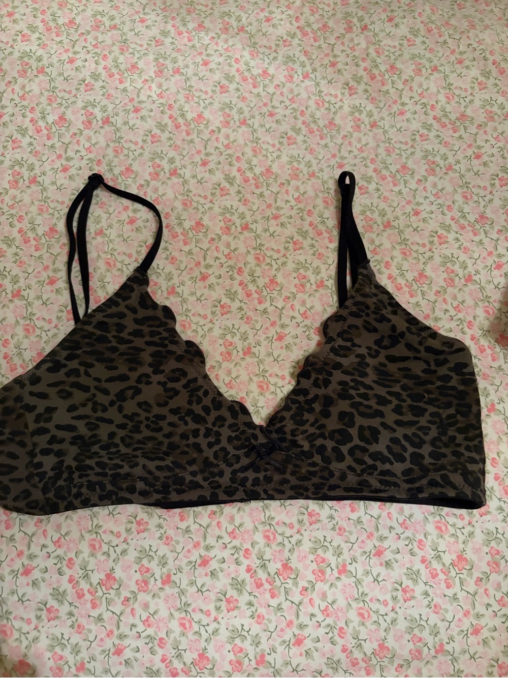 Women’s Leopard Print Bralette - Olive/Black